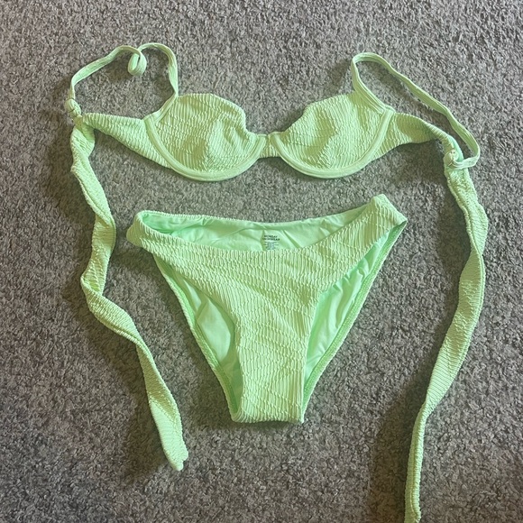 Monday Swimwear | Swim | Monday Swimwear Lime Green Textured Bikini Set ...